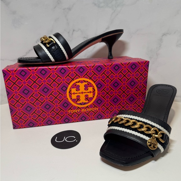 Tory Burch Shoes - Tory Burch Mini Benton Kitten Heel. Size 6. WITH BOX! Black/Navy/Gold.